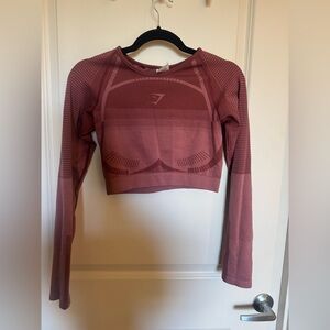 Gymshark dusty pink crop top long sleeve